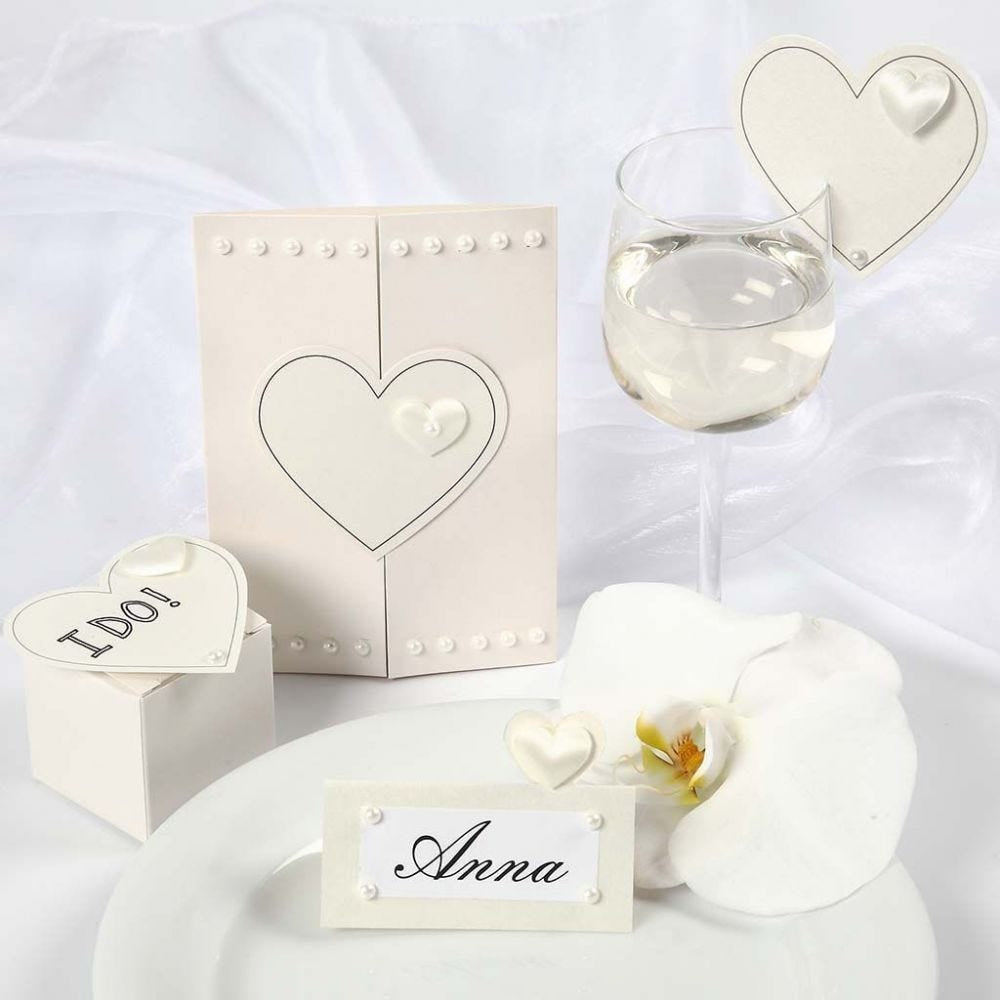 Creativ Company Tischkarten Hochzeit – Weiss – 8 × 8,5 cm – Kunstpapier – 20 Stk