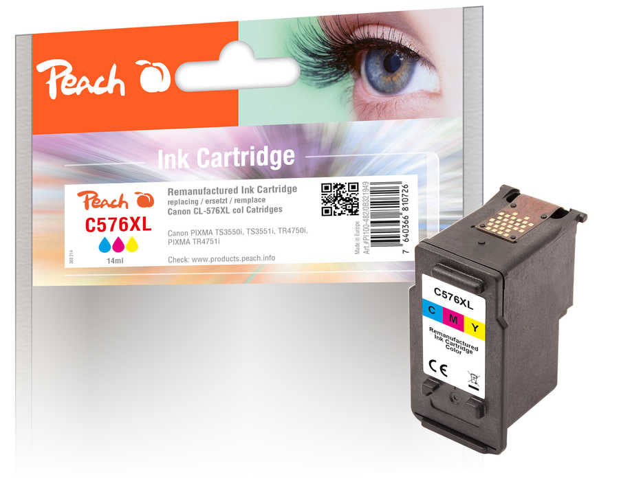 Peach CL-576XL Dreifarbig Tintenpatrone (Kompatibel) – 14 ml – für Canon Pixma TR 4750 i/4751 i, TS 3500 Serie