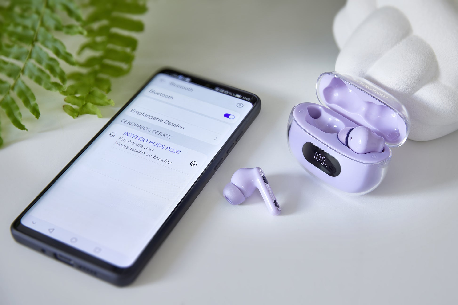 Intenso Buds Plus T313AE TWS In-Ear – ANC, mit Ladecase, Violett, BT 5.4