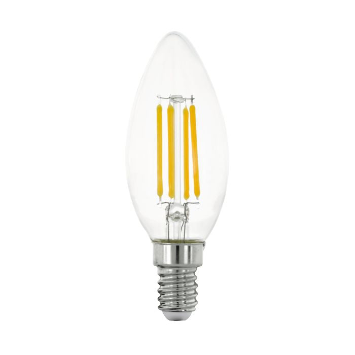 EGLO Leuchtmittel E14 Kerzenform – Warmweiss 2700 K, 470 lm, 4 W – IP20 – 1 Stk. – Transparent/Glas