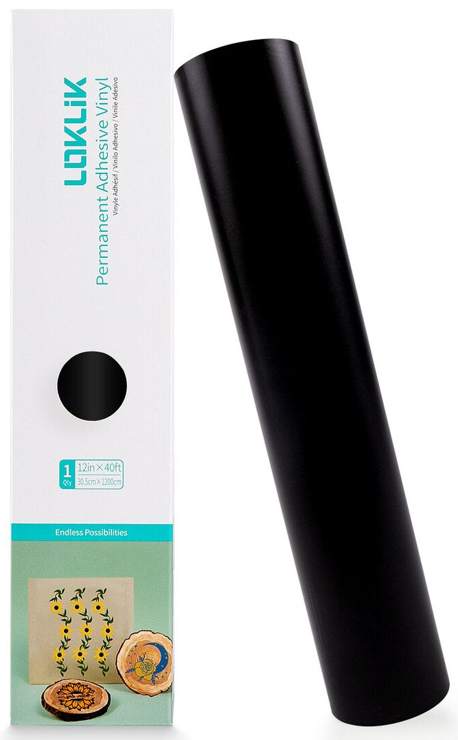 LOKLiK Vinylfolie, permanent, matt – 30,5 cm × 12 m, schwarz – 1 Rolle
