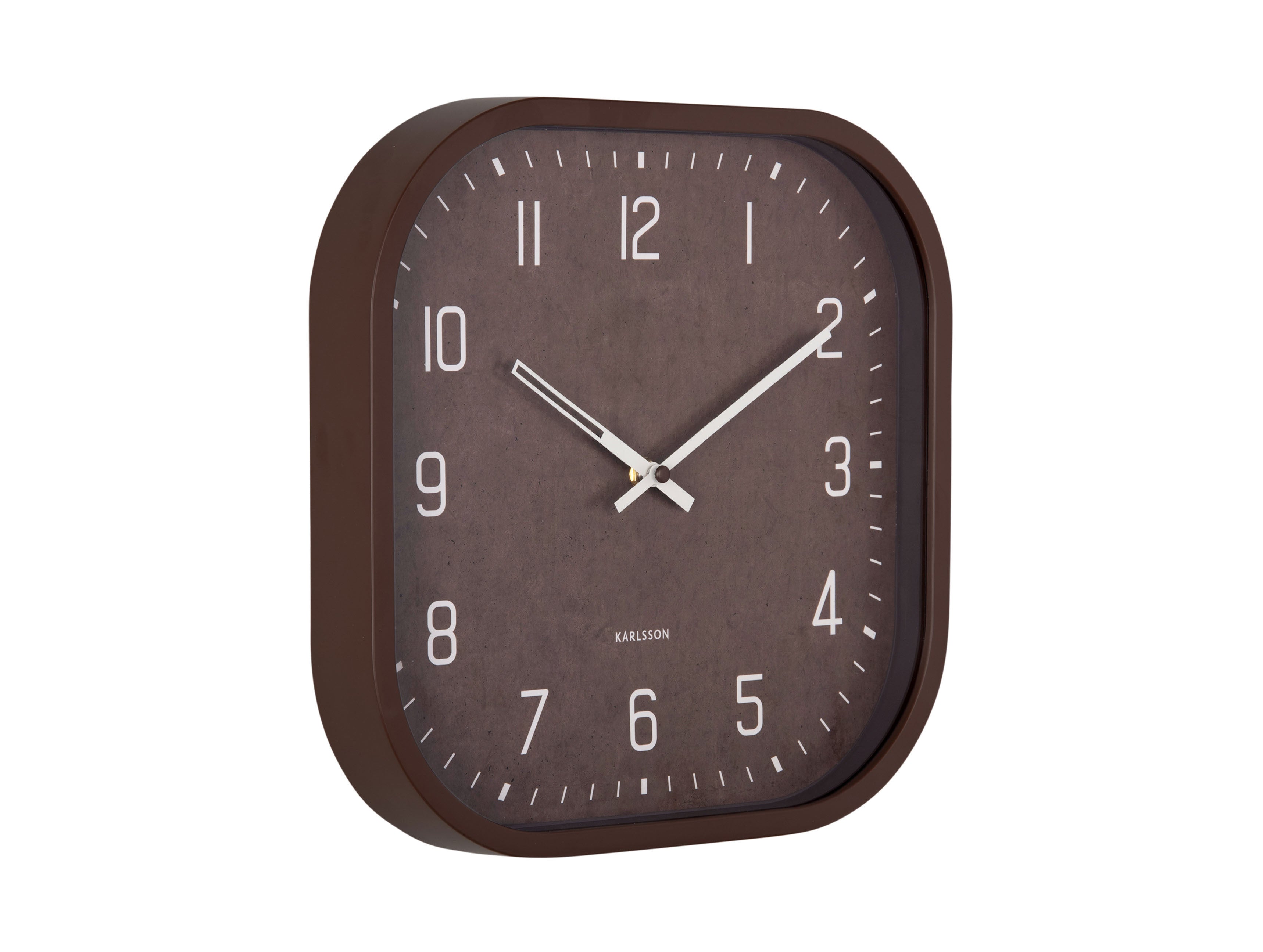 Karlsson Elemental Cuadrado Wanduhr – Analog, 30 × 30 × 4 cm, braun, Kunststoff