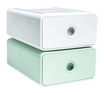 Exacompta Tiny Box AutentiK – Schubladenbox – 1 Schublade, A5+, Weiss, Kunststoff, 265 × 190 × 107 mm