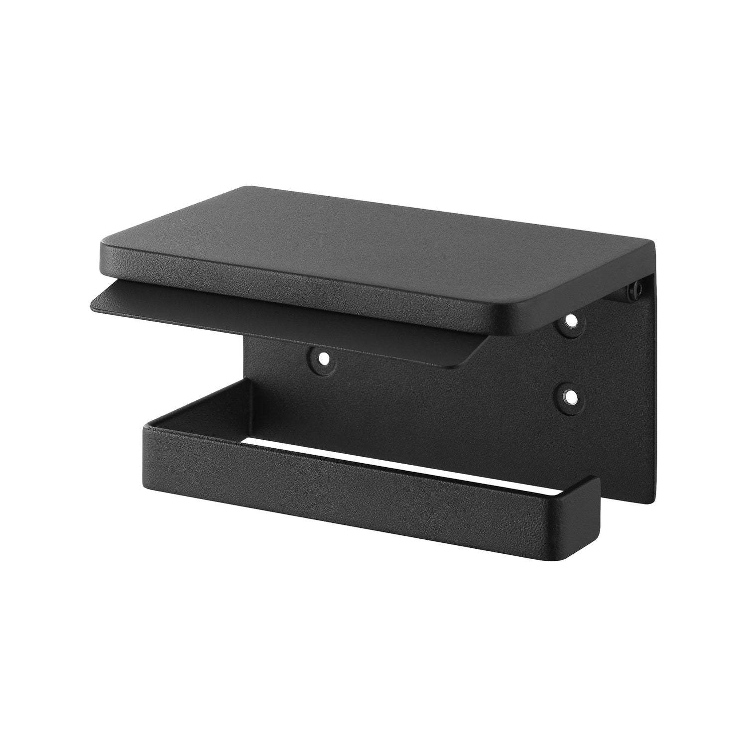 Yamazaki Toilettenpapierhalter – Stahl, Schwarz, Wandmontiert, 14 × 12 × 8.5 cm