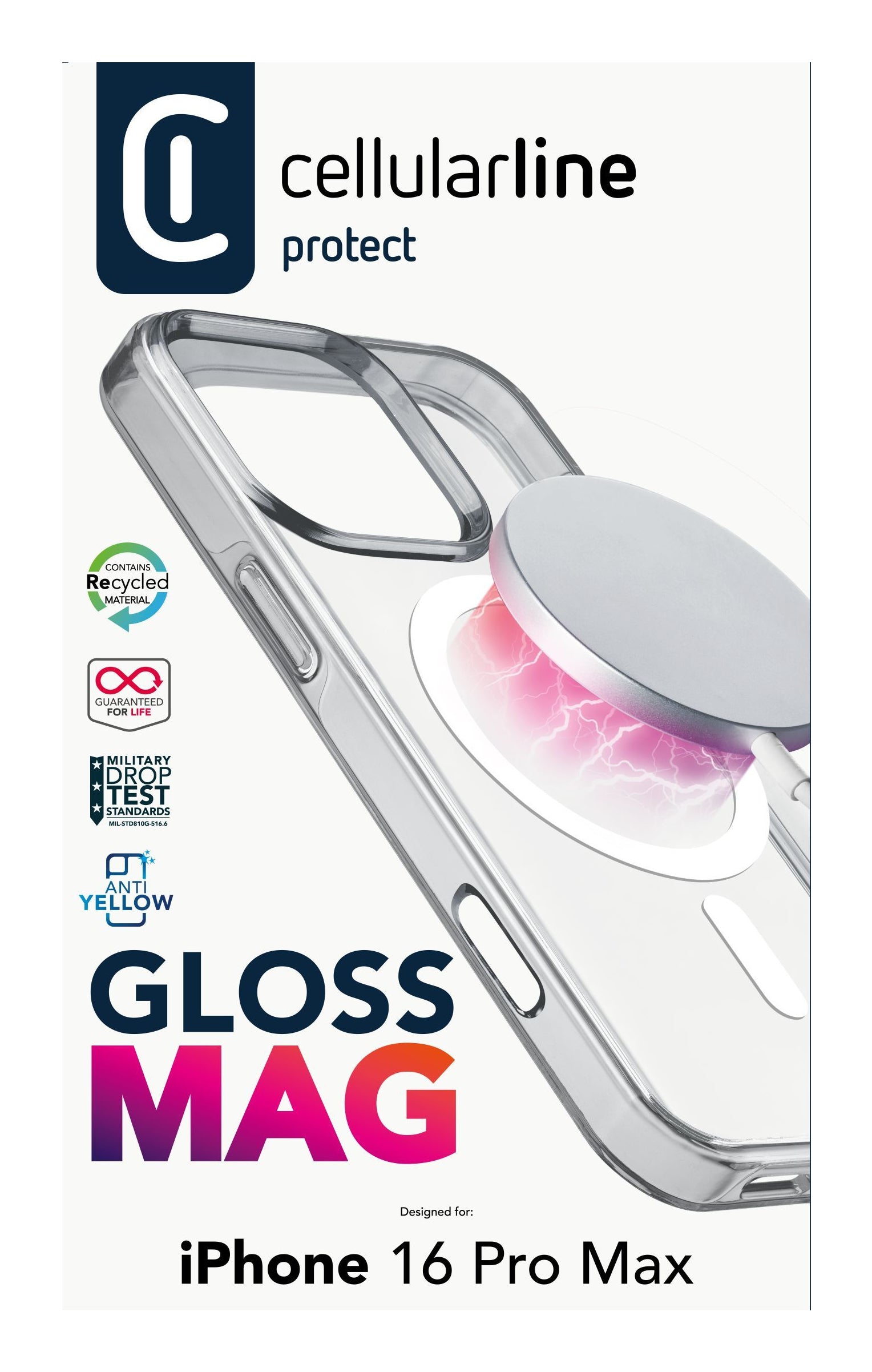 Cellularline Backcover – für Apple iPhone 16 Pro Max – transparent – MagSafe kompatibel