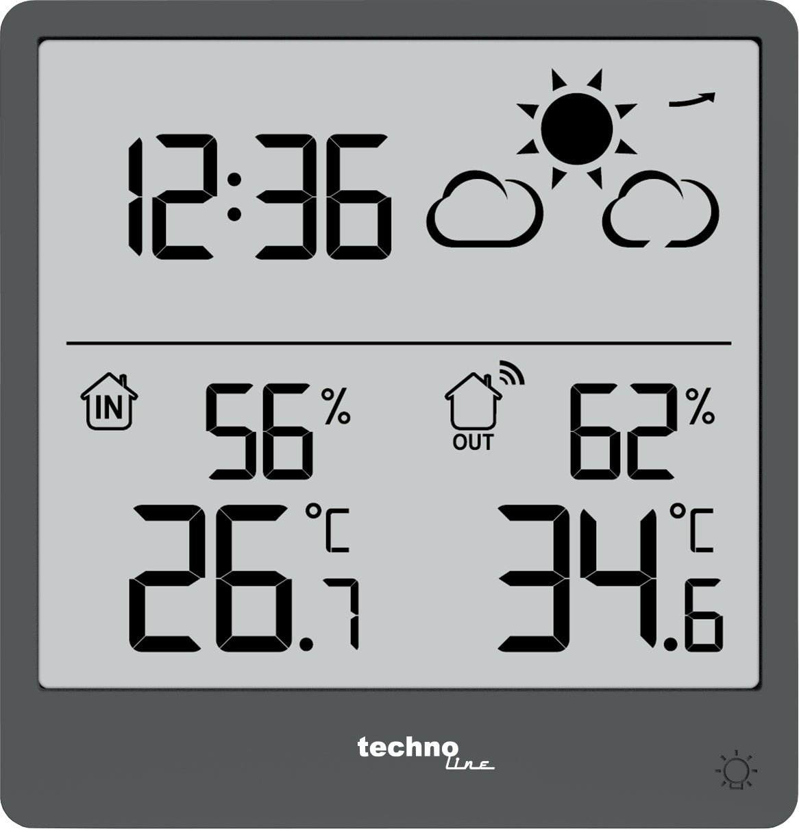 Technoline WS 9138 – Wetterstation, innen/aussen, Hygrometer & Thermometer, inkl. Aussensensor – schwarz