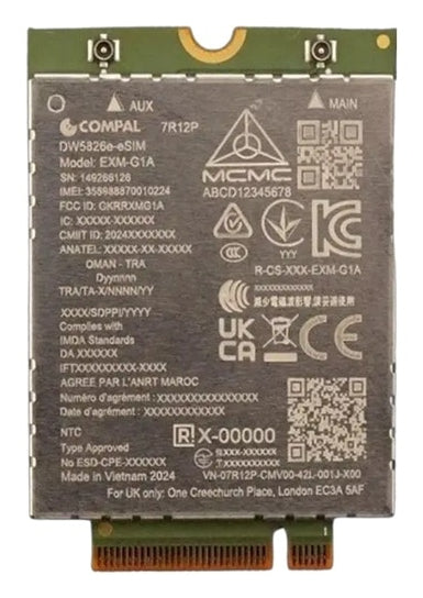 DELL DW5826E WWAN-Modul – PCI Express, 600 Mbit/s – für Dell 13/14/16 Plus und Pro 13/14/16