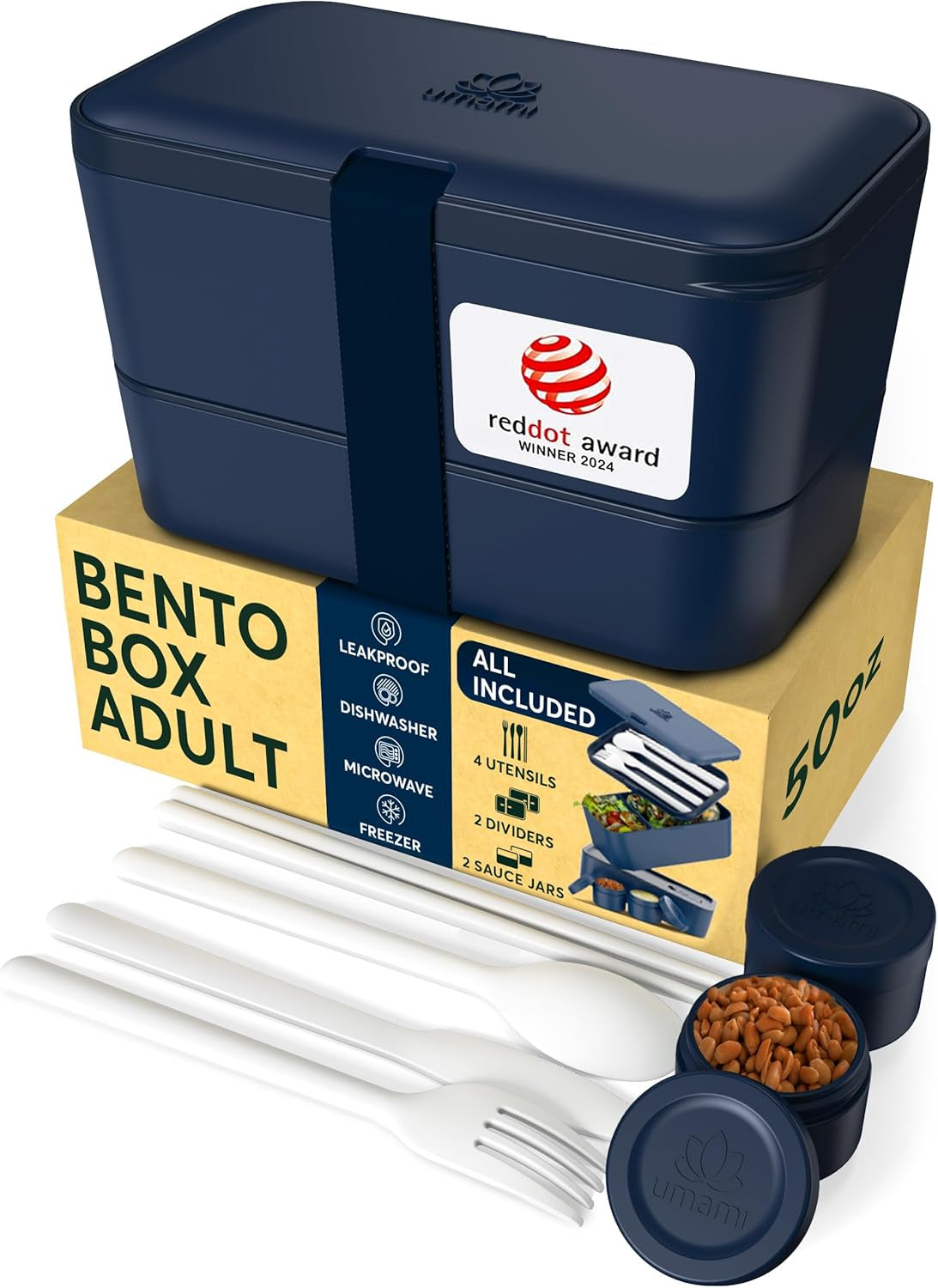 Umami Nestable – Lunchbox 1,5 l, 11 × 18,2 × 7 cm, Polypropylen (PP), dunkelblau