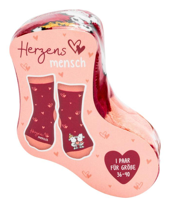 Sheepworld Zaubersocken Herzen – Grösse 36–40, Rot, 80% Baumwolle/15% Nylon/5% Elasthan