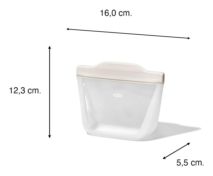 OXO Aufbewahrungstasche 335 ml, 17 × 16 × 8,9 cm, Silikon, Transparent