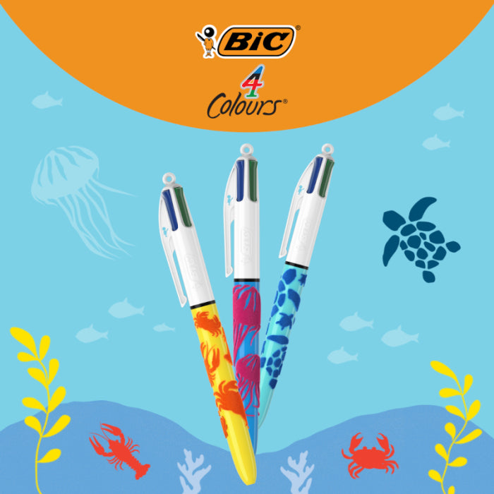 BIC 4 Farben Mineral Töne Multifunktionskugelschreiber – 4 Farben, Schiebe, nachfüllbar