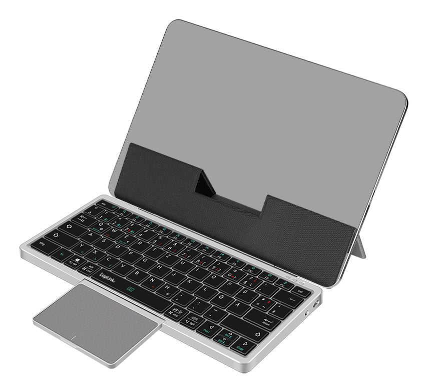LogiLink Tastatur 75% – Bluetooth 5.1, Multi-Device (3 Geräte) – QWERTZ (DE) – Grau – ohne Ziffernblock