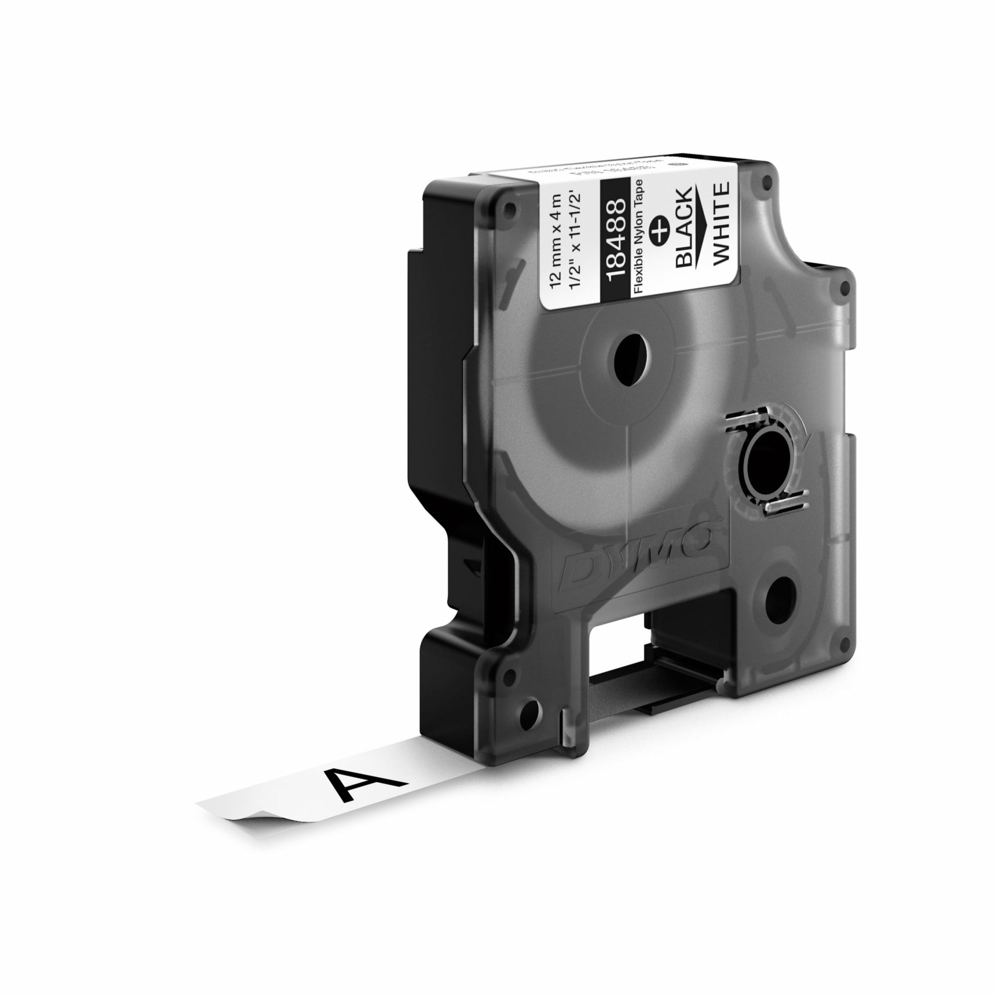 DYMO Schriftband – 12 mm × 3,5 m, weiss, schwarz – für DYMO Rhino: 3000, 4200, 5000 und weitere