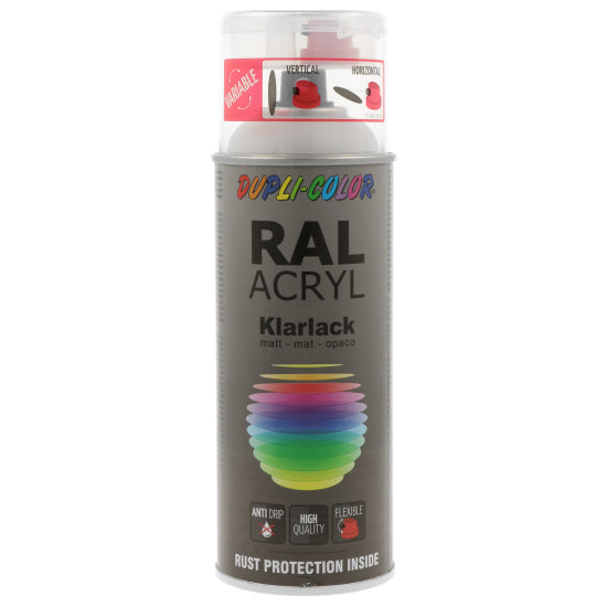Dupli-Color Acryl-Grundierung Klarlack – Transparent, matt – 400 ml – für Glas, Metall, Kunststoff