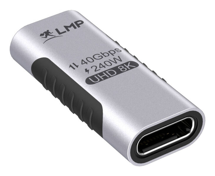 LMP 28212 Winkel-Adapter USB-C zu USB-C – 8K (7680 × 4320) @ 60 Hz, USB4 (40 Gbit/s), PD 240 W – Silber