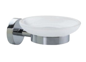 TESA Seifenhalter SMOOZ – Glas/Edelstahl, Wandmontiert, 11×13×5,2 cm, Weiss