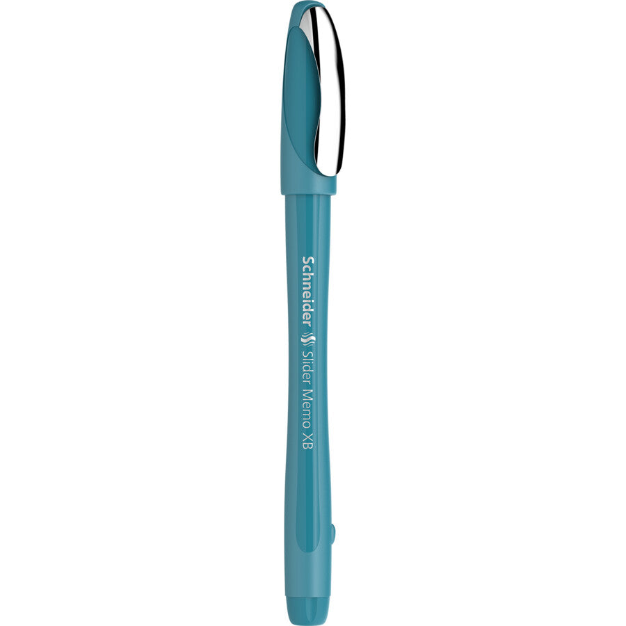 Schneider AG Schneider Slider Memo Kugelschreiber – Blau, Türkiser Schaft, Spitze 0,7 mm, Deckel, Kunststoff (85% recycelt)