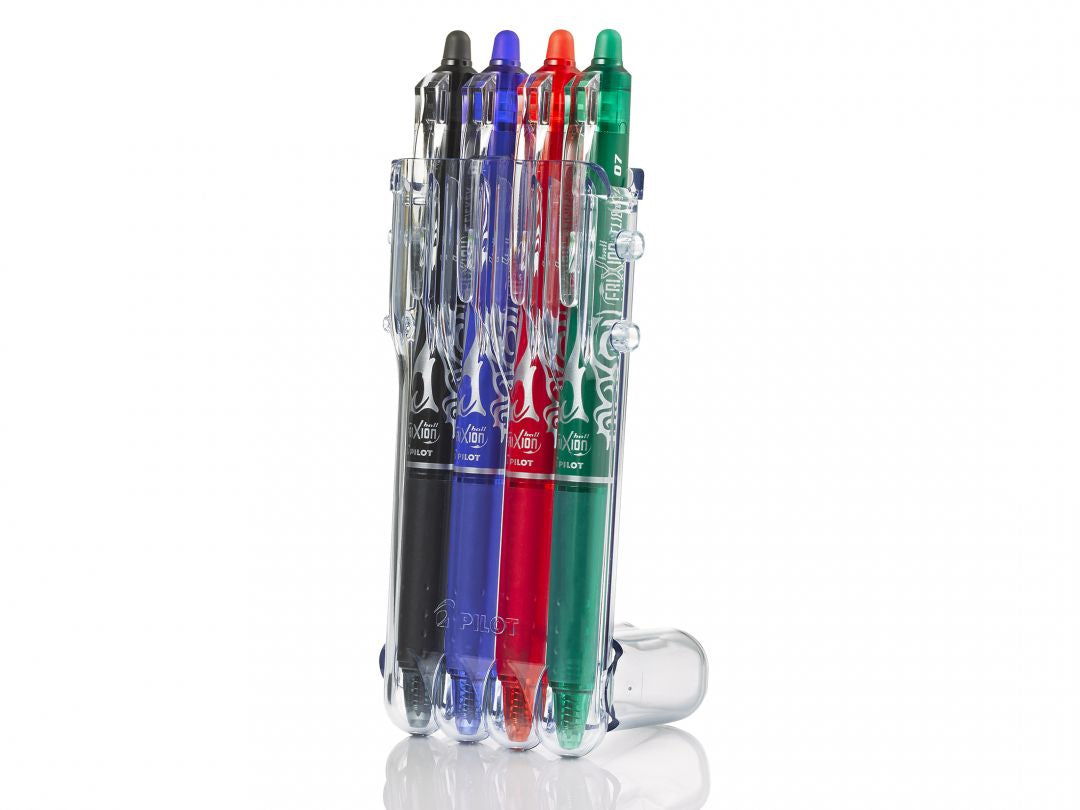 Pilot FriXion Clicker Set2Go – radierbares Tintenroller-Set, 0,7 mm, rot/blau/grün u. a., 4er Etui