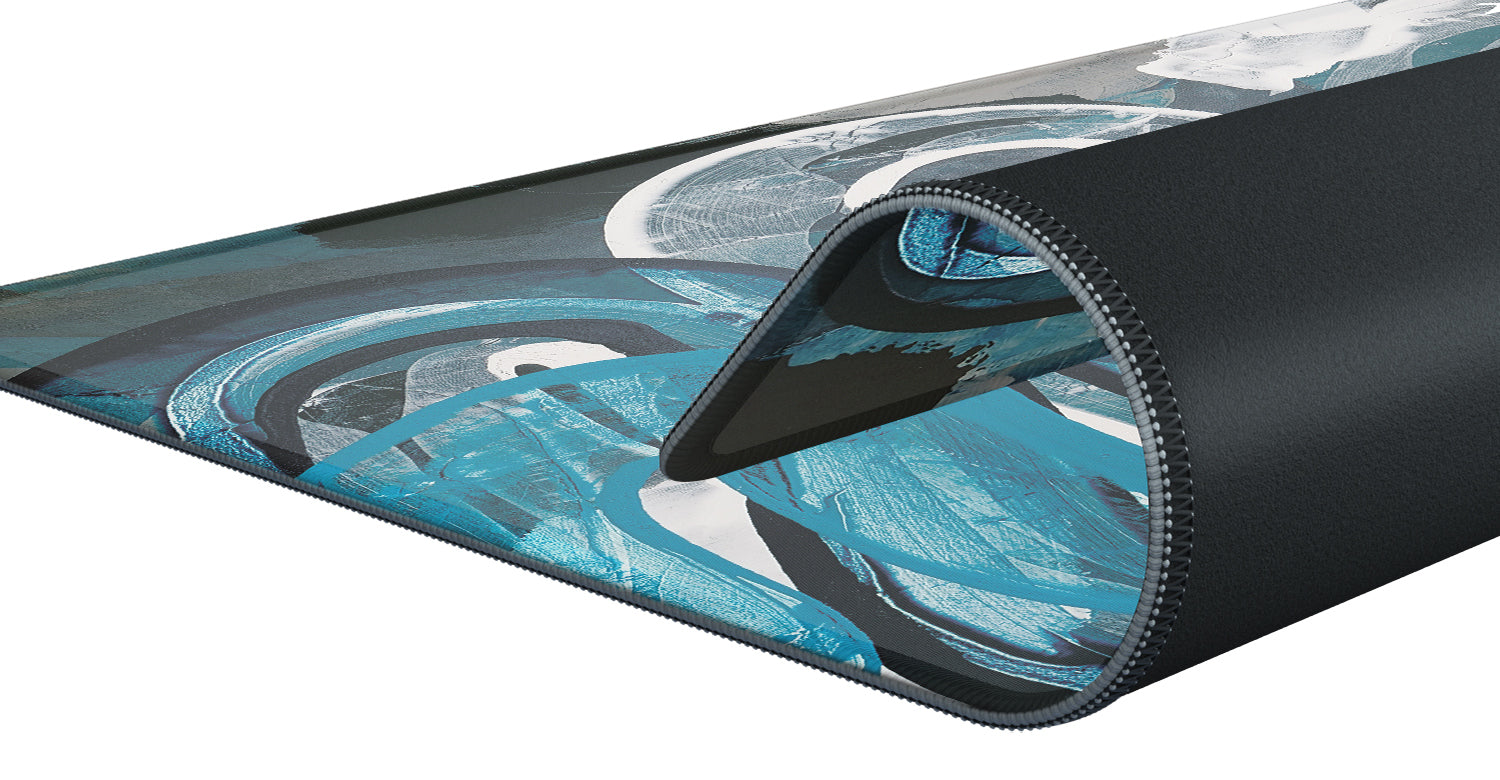 CHERRY XTRFY GP4 Street L – Gaming-Mauspad – Anti-Rutsch-Basis, Gestickte Kanten, Blau/Schwarz