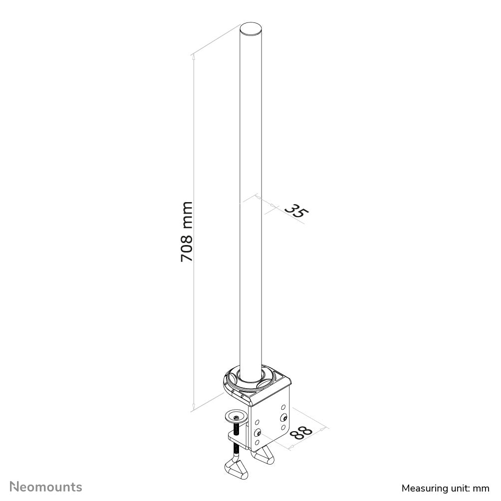 Neomounts FPMA-D935POLE – Monitorarm Tischhalterung – Klemme/Durchführung – höhenverstellbar – Silber