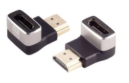 Microconnect HDM19F19MA2-8K Adapter HDMI zu HDMI – 8K (7680 × 4320) @ 60 Hz, 48 Gbit/s, Abgewinkelt 90° – Schwarz