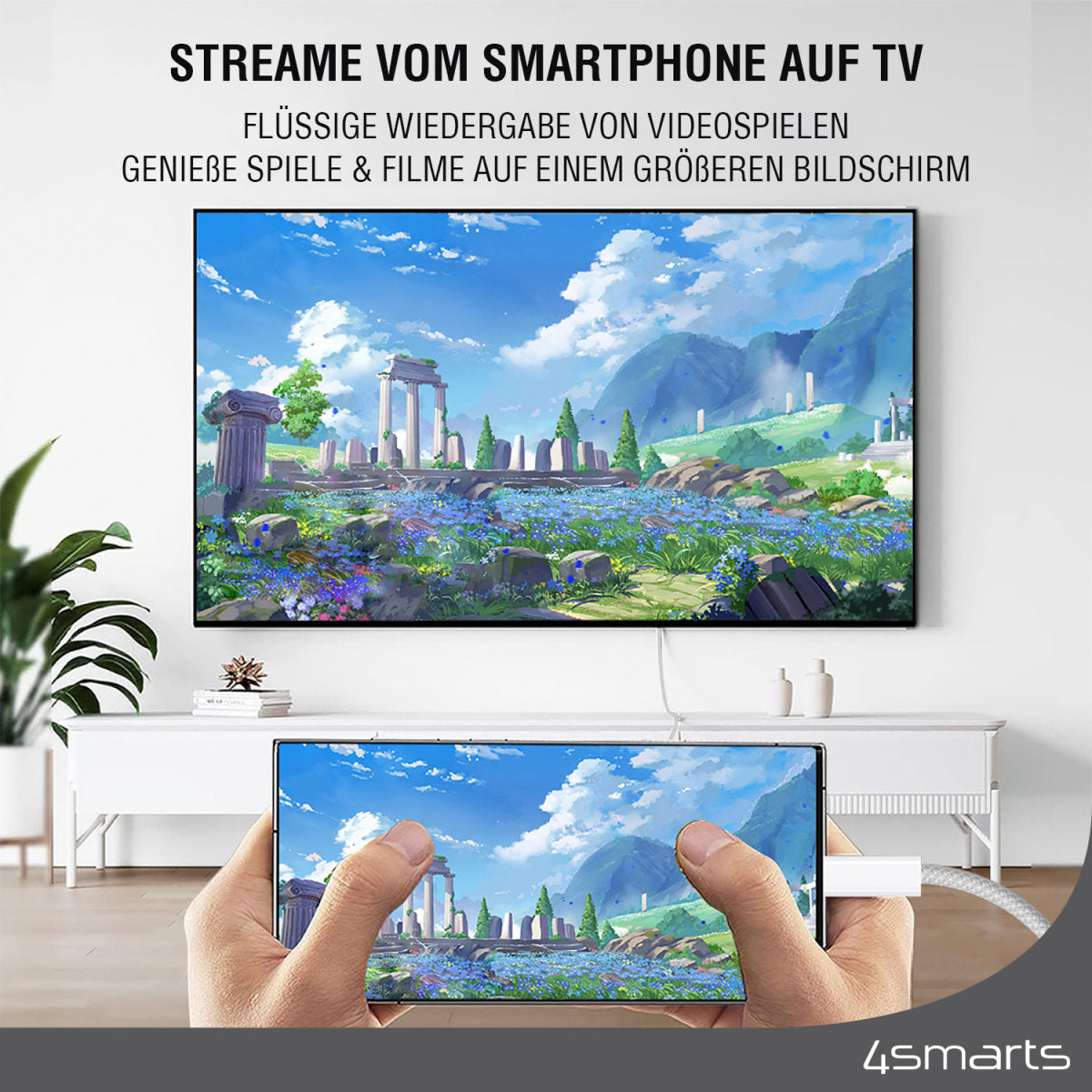4smarts USB-C auf HDMI Kabel 4K – 2 m – Weiss