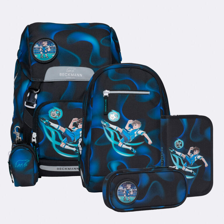 Beckmann Classic – Schulrucksack-Set 6-teilig, Fussball, 22 l, 24×37×25 cm
