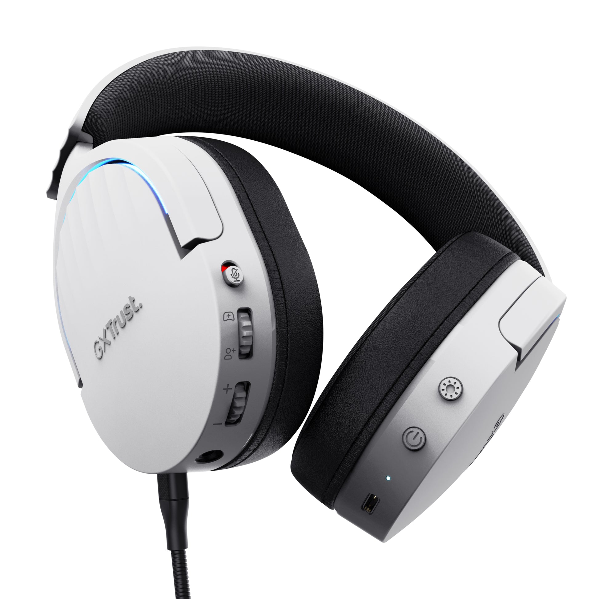 Trust GXT 491W FAYZO – Gaming-Headset – Kabelgebunden, abnehmbares Mikrofon, Surround-Sound – Weiss