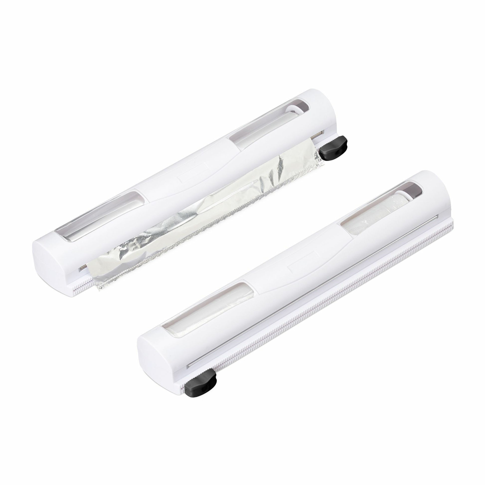 Relaxdays 2er-Set Streudose, 37 × 8 × 5 cm, Kunststoff/Edelstahl, Weiss/Schwarz, für Alufolie