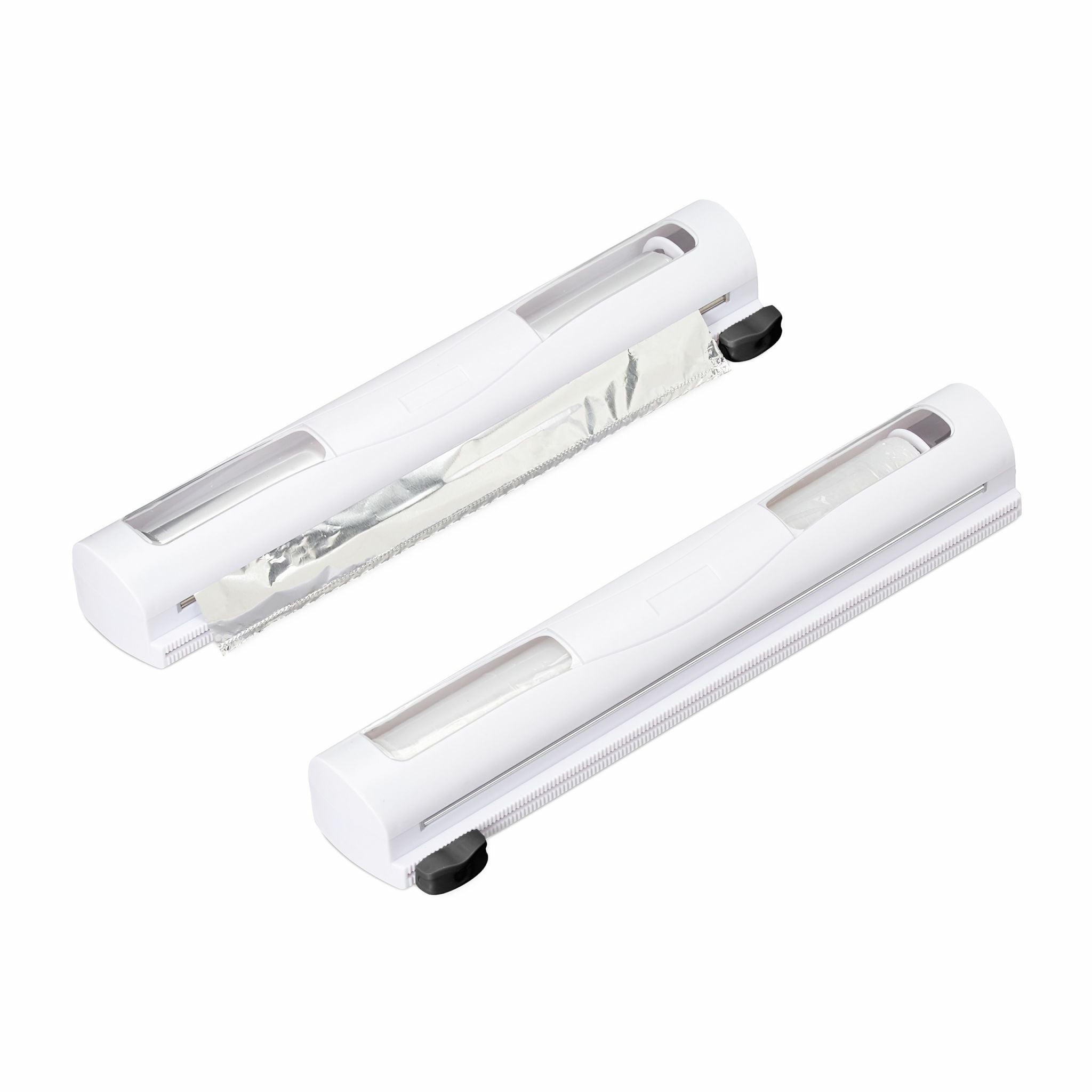 Relaxdays 2er-Set Streudose, 37 × 8 × 5 cm, Kunststoff/Edelstahl, Weiss/Schwarz, für Alufolie