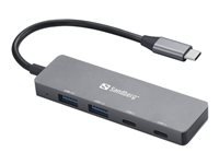 Sandberg 136-50 USB-Hub – USB-C, 2× USB-A, 2× USB-C, für Windows/Mac