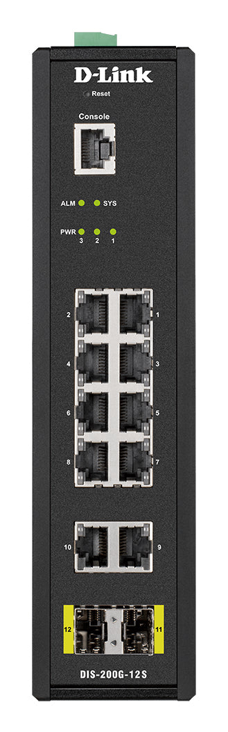 D-Link DIS-200G-12S – Managed L2 Switch – 10× 1G, 2× SFP, 19" Rack