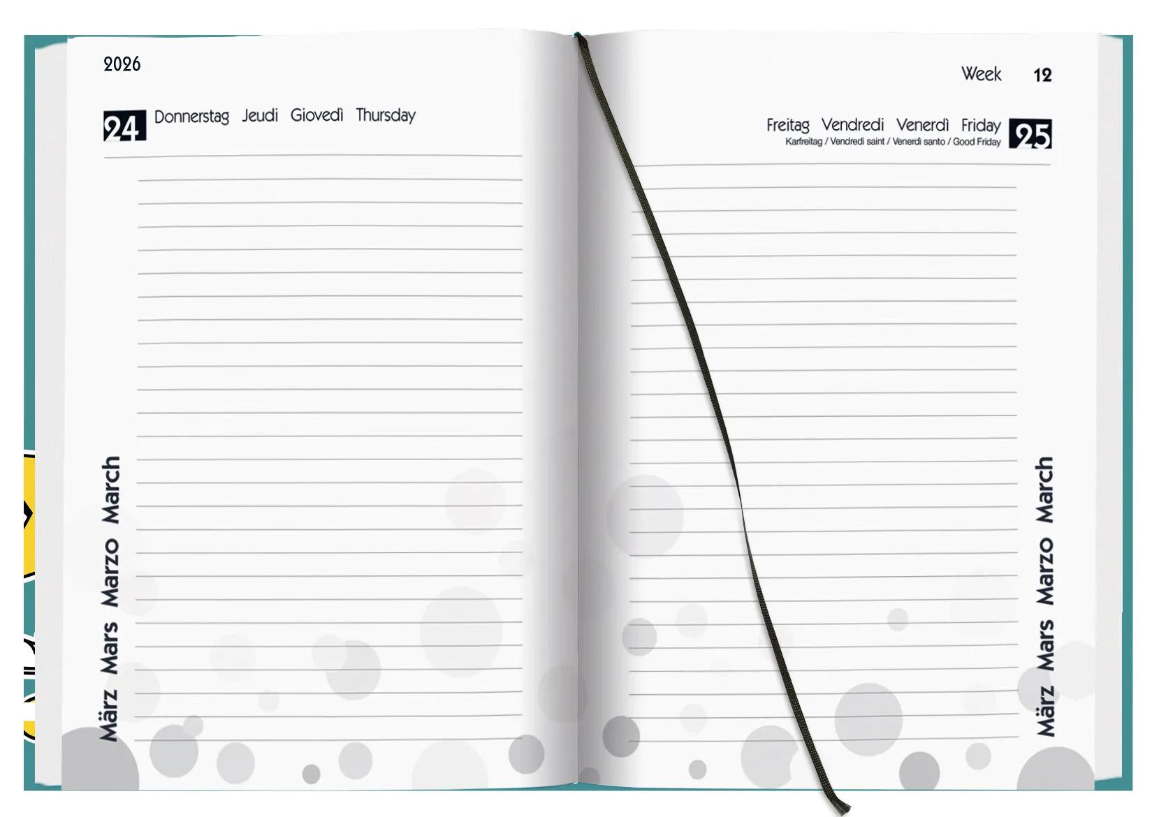 Biella mydiary Schüleragenda – 1 Tag pro Seite, gebunden, 12 × 16,5 cm, Aug–Jul, Comic, FSC