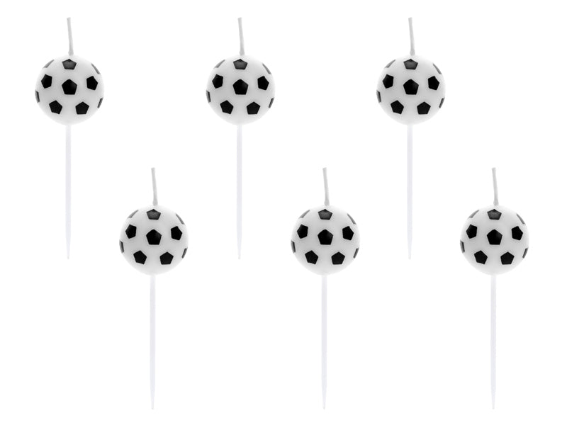 PartyDeco Geburtstagskerzen Bälle – Schwarz/Weiss – 2,5 cm – 6 Stk