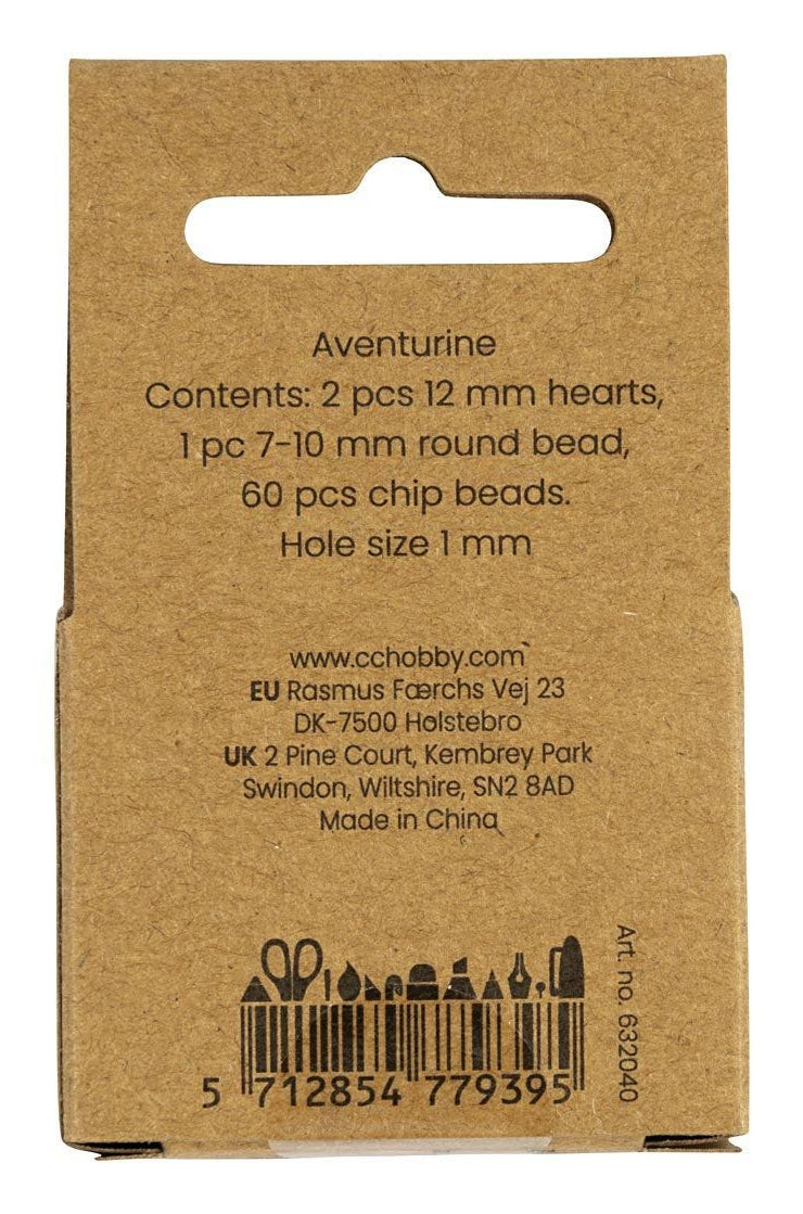 Creativ Company Perlenset, Aventurin – Grün – Ø 7 mm, Loch 1 mm – 60 Stk.