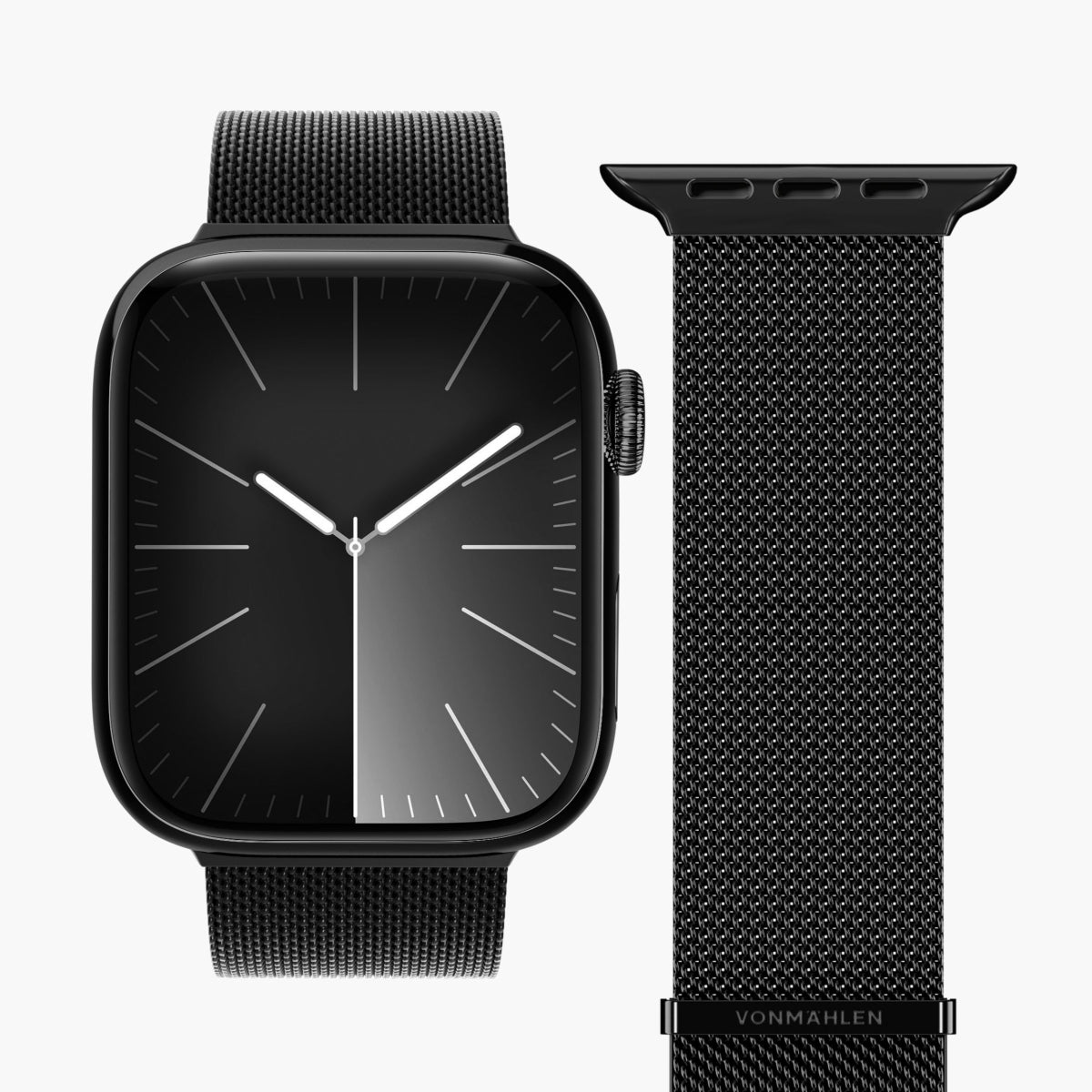 Vonmählen Milanese Loop 2 – Edelstahl Schwarz, für Apple Watch 44–49 mm