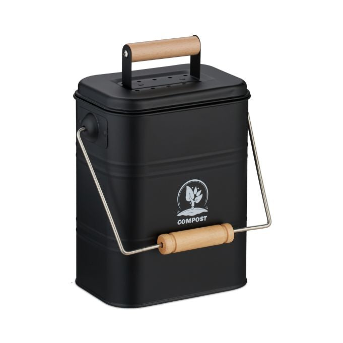 Relaxdays Komposteimer – 3,5 l – Metall, rechteckig – Schwarz