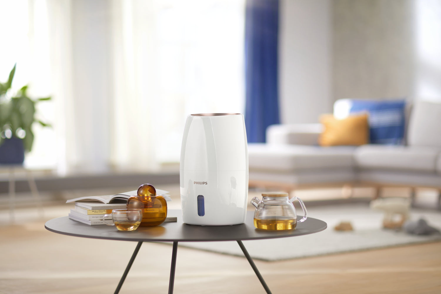 Philips Luftbefeuchter HU2716/10 – Verdunster, 200 ml/h, 2 l Tank, bis 32 m², Hygrostat