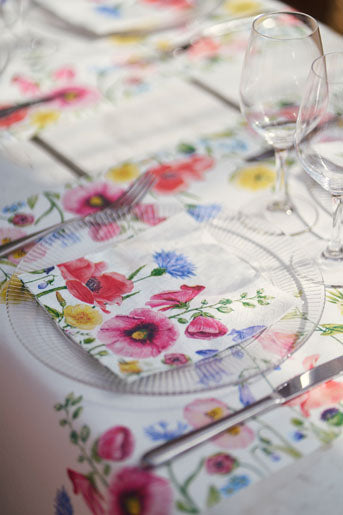 Duni Flowy Meadow Mehrfarbige Servietten – 33 × 33 cm, 3-lagig – 50 Stück