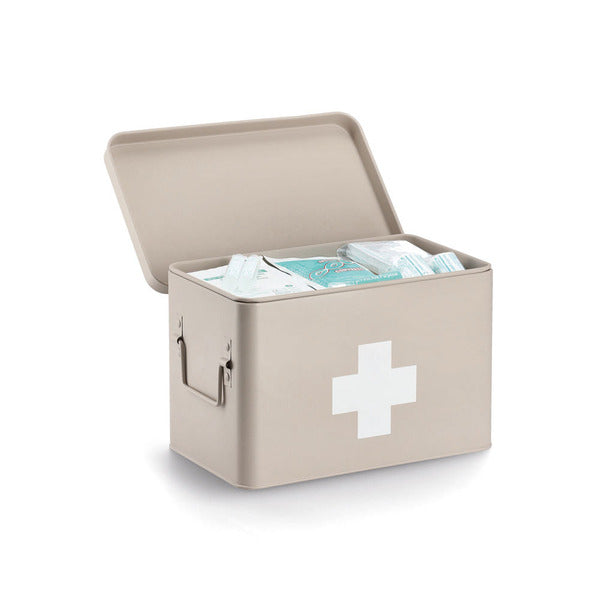 Zeller Present Aufbewahrungsbox (mit Deckel) – Metall – Beige – mit Griff – 195 × 200 × 320 mm