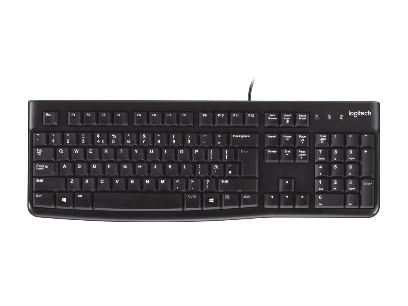 Logitech K120 – Tastatur, kabelgebunden (USB-A), US-Layout (EN) – für Windows & Linux