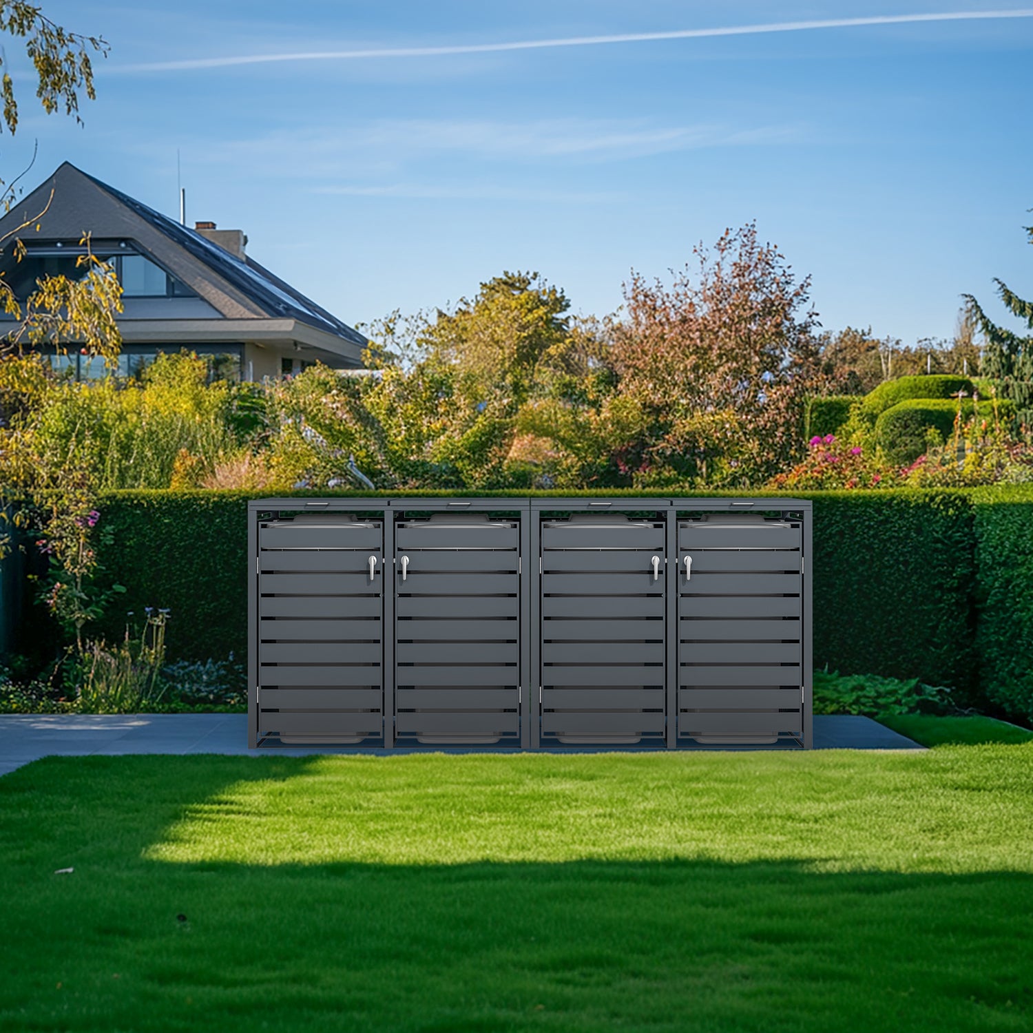 Phoenix Safe Co. Müllcontainer GB4426AAK – Stahl, rechteckig – Anthrazit – Soft-Close – 264 × 80 × 116 cm