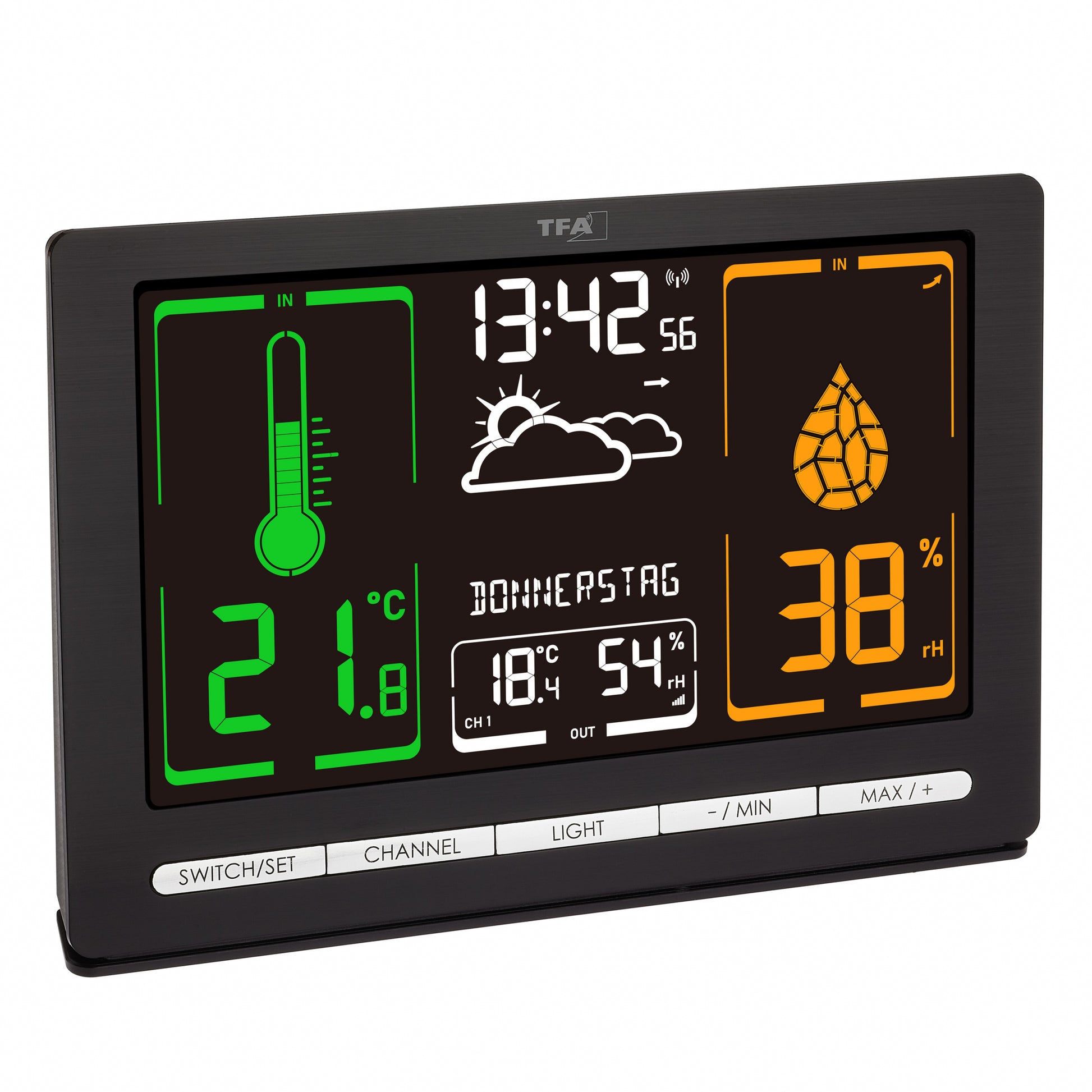 TFA-Dostmann METEOCHROME Temperatur-/Feuchtesensor – 868 MHz, −40–60 °C, 10–99 %, Innen/Aussen