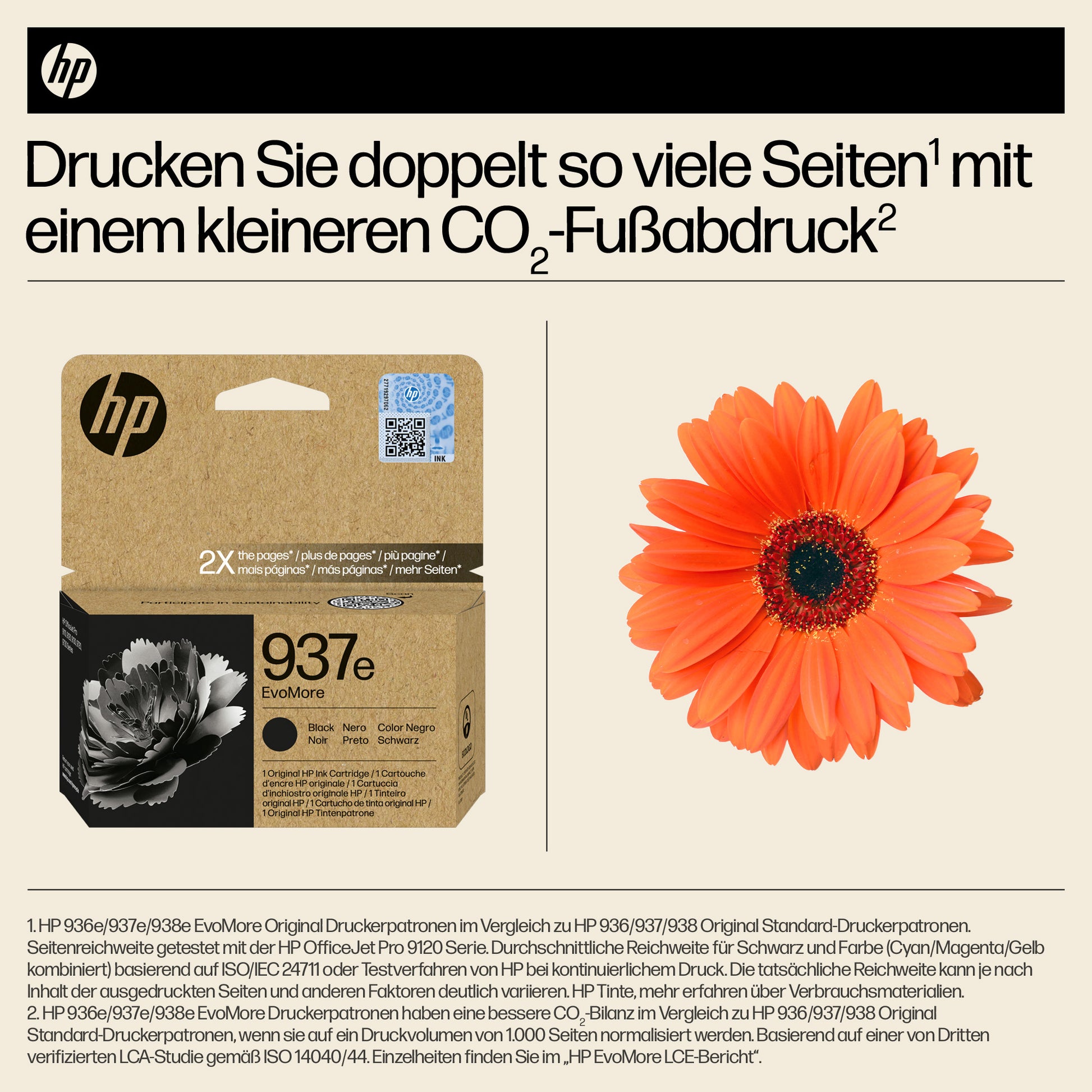 HP 937e EvoMoreXL Schwarze Tintenpatrone (Original) – 2'500 Seiten – für 937e