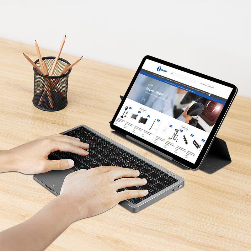 LogiLink Tastatur 75% – Bluetooth 5.1, Multi-Device (3 Geräte) – QWERTZ (DE) – Grau – ohne Ziffernblock