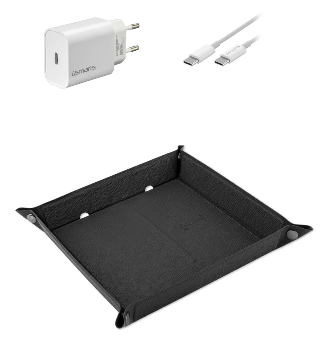 4smarts Smarttray Ladeset – 20 W, 2× USB-C, Qi, faltbar – für Smartphones, Universal