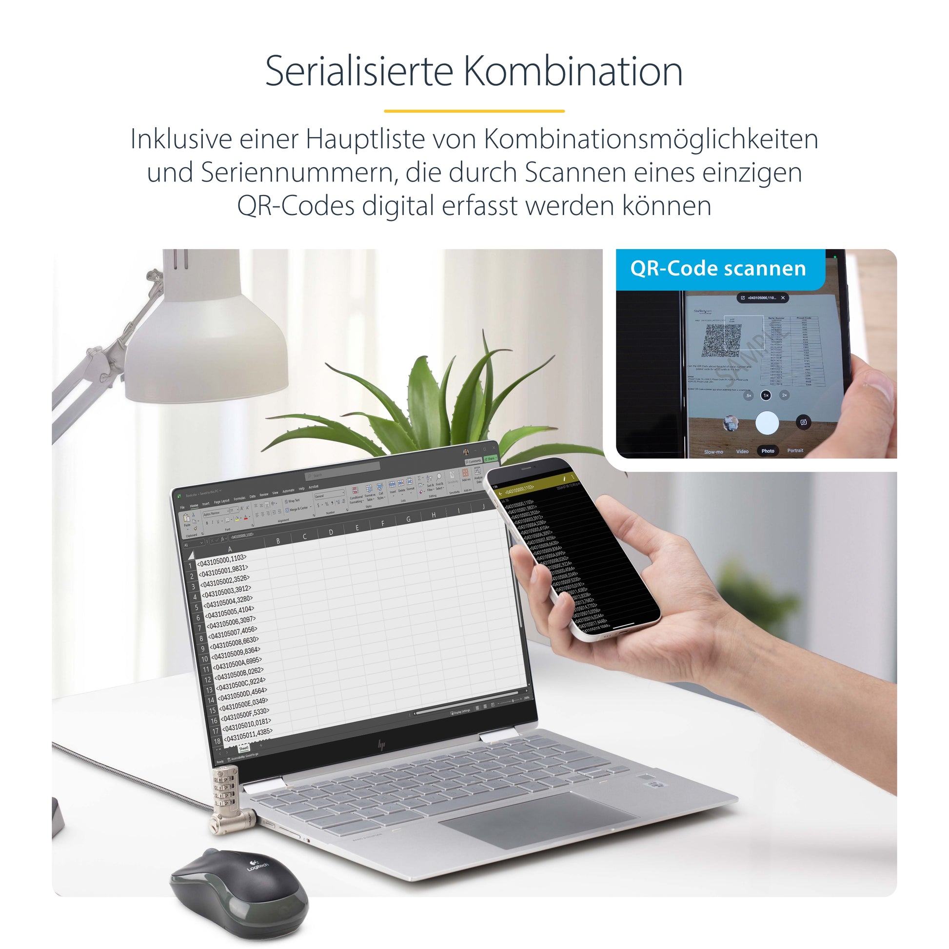 StarTech.com Laptopschloss 25er Pack für Notebooks – Zahlenschloss, 2 m, kompatibel mit Kensington/Nano/K-Slot