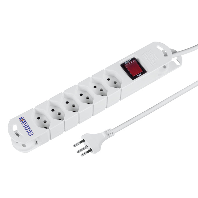 Steffen Steckdosenleiste, 6× T13, mit Schalter, 3 m, Stecker T12, IP20