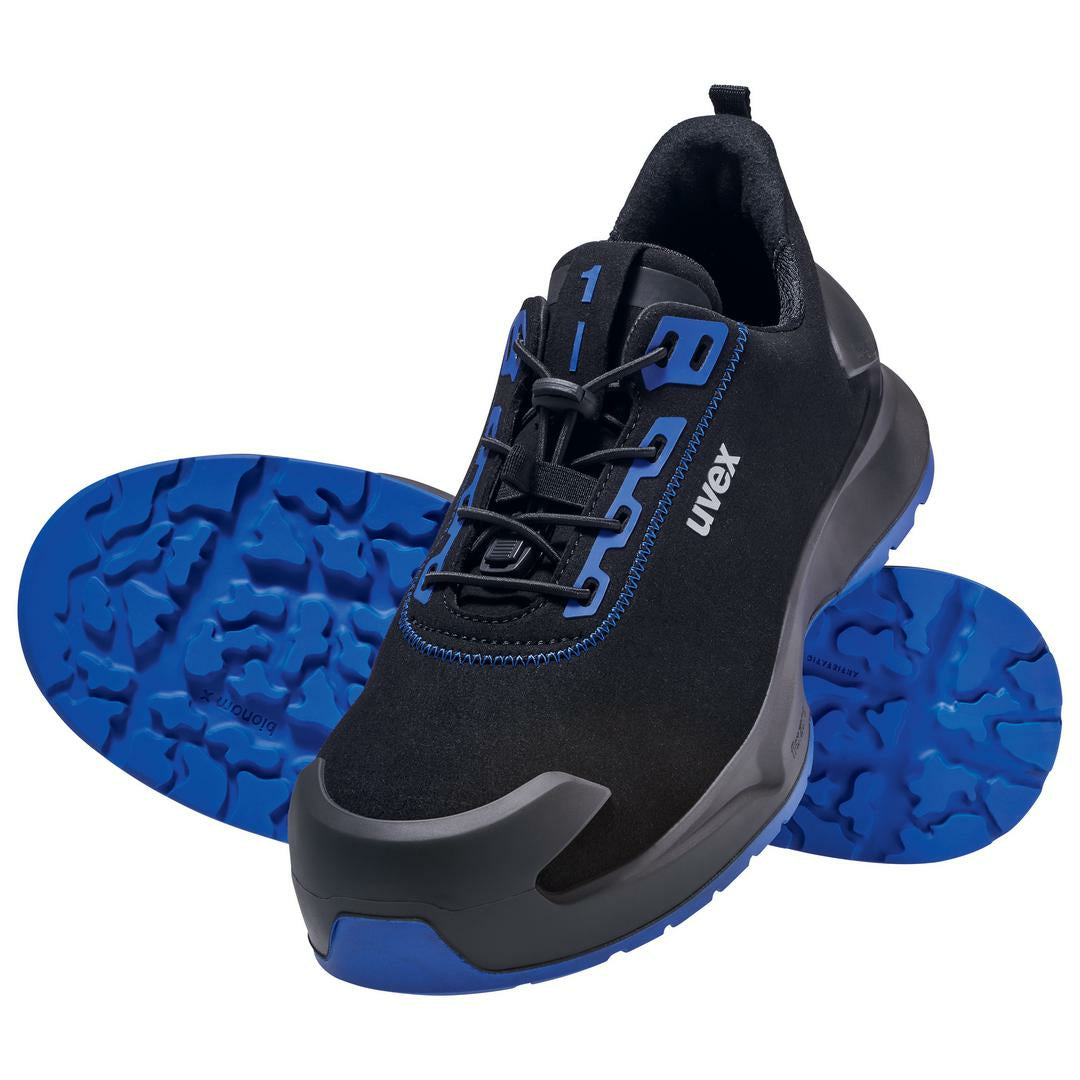 Uvex 1 x-craft Sicherheits-Halbschuh S2 – Schwarz/Blau – Grösse 52, Weite 11