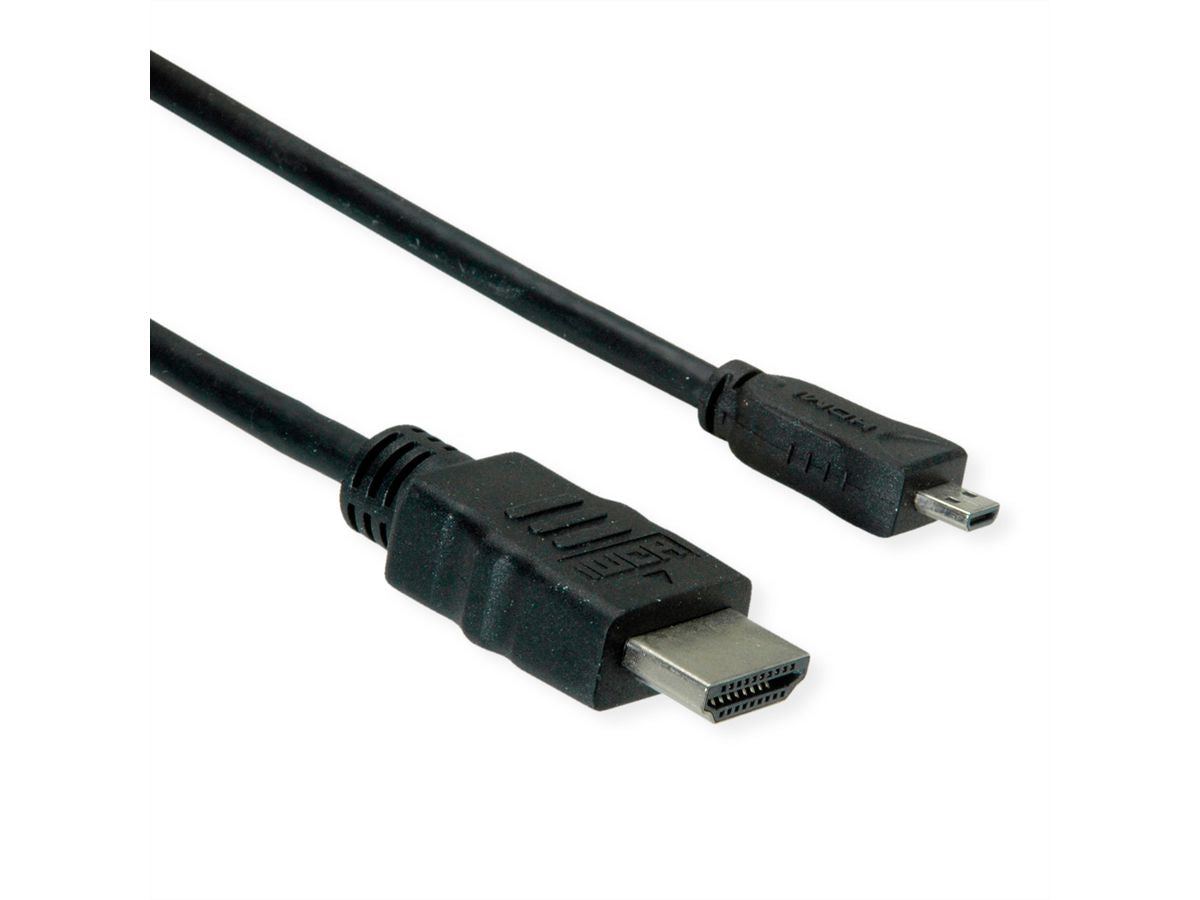 ROLINE GREEN Micro-HDMI auf HDMI Kabel HDMI 1.4 – 4K 30 Hz – 2 m – ARC, Ethernet
